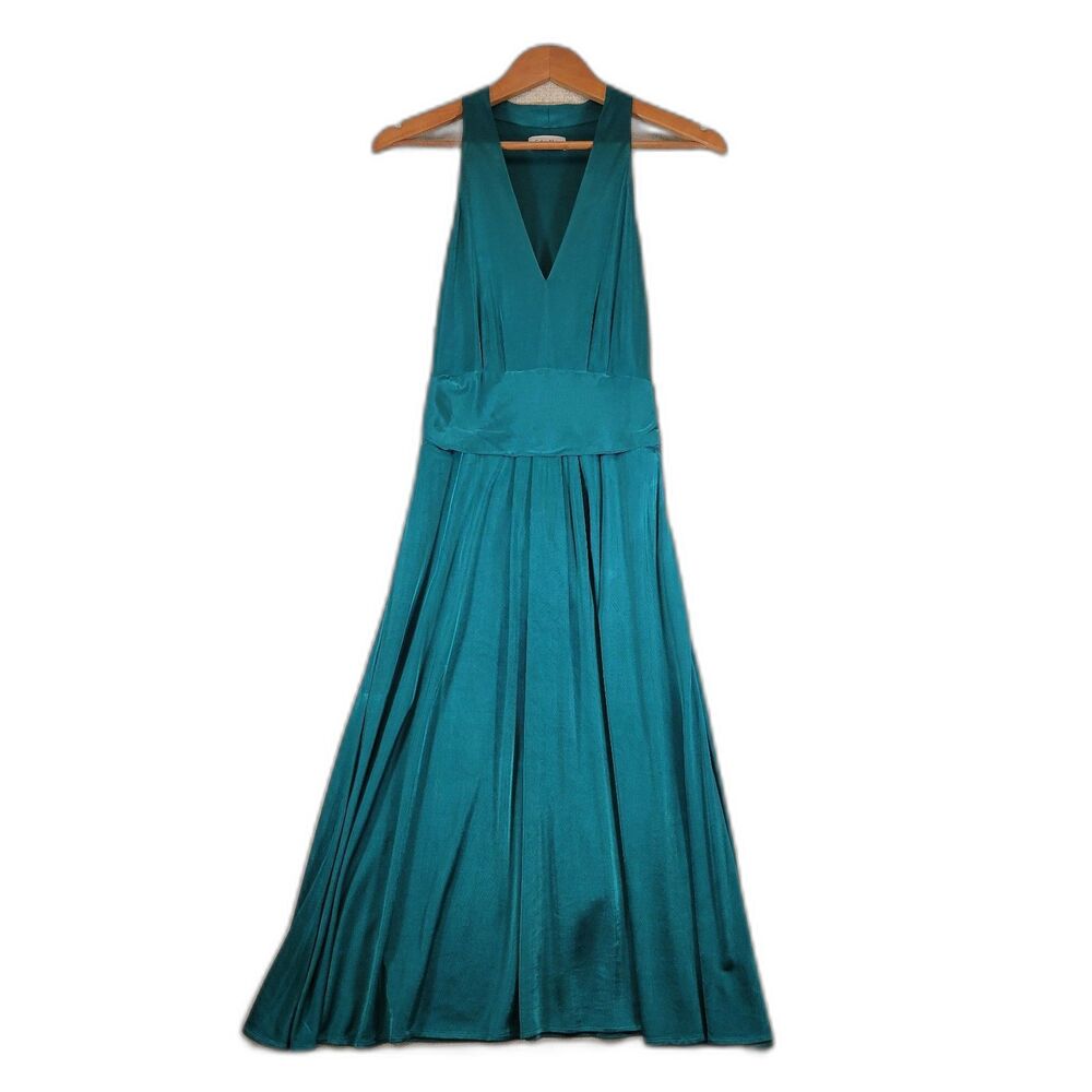Calvin Klein Teal/Emerald Green Halter Midi A-Line Dress | Tag Missing | M